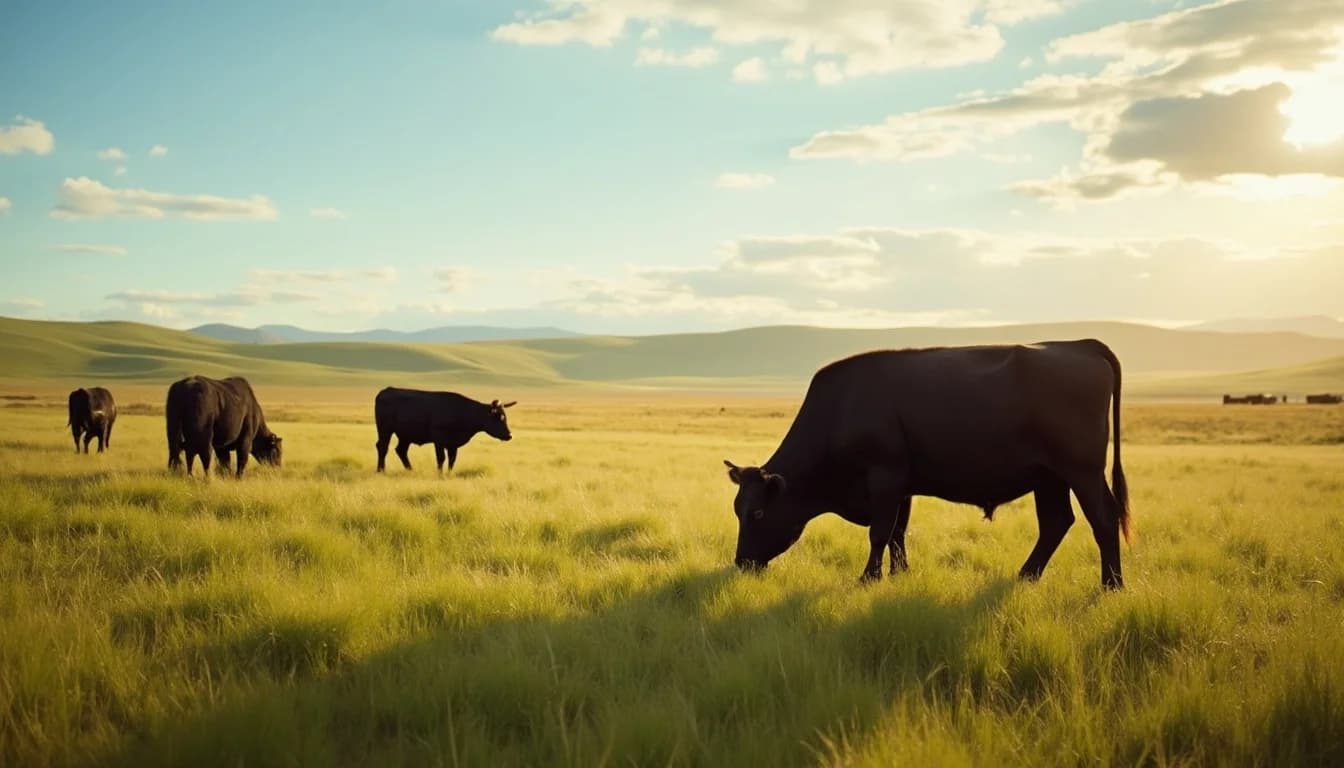 Cattle grazing on open pasture